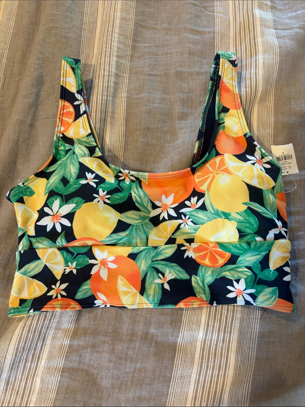Old Navy Deep Navy Citrus Print Swim Bikini Top